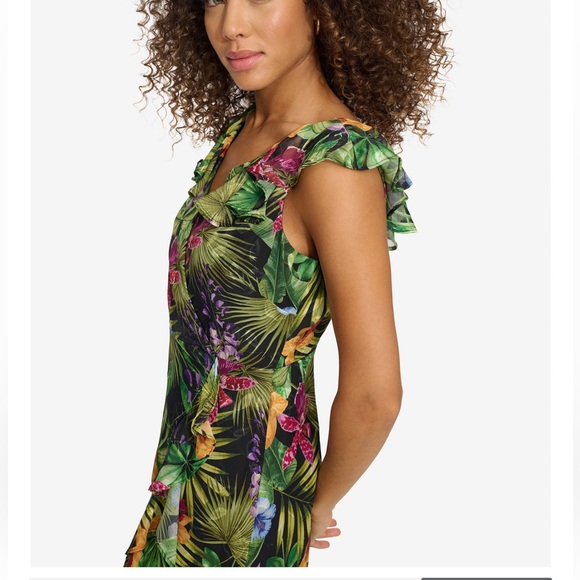 Floral Print Chiffon Ruffled Maxi Dress - Picture 4 of 7